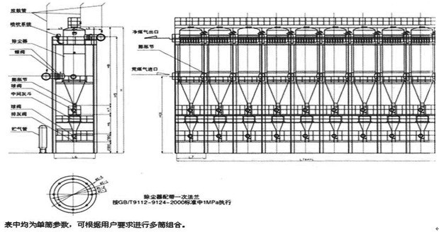 高爐煤氣脈沖布袋除塵器結構圖